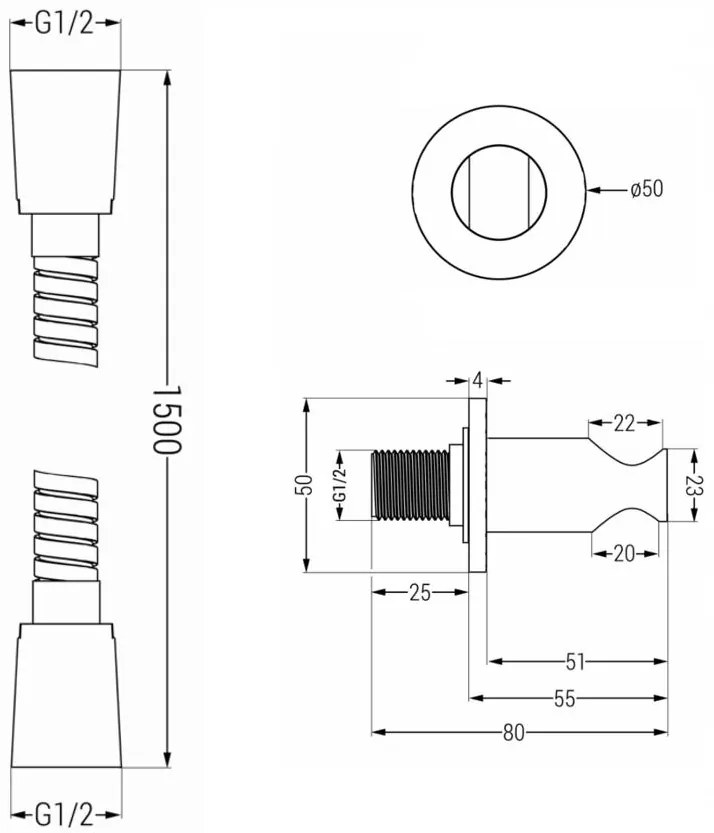 Mexen príslušenstvo - 1-bodový ručný sprchový set R-70, čierna, 785706051-70