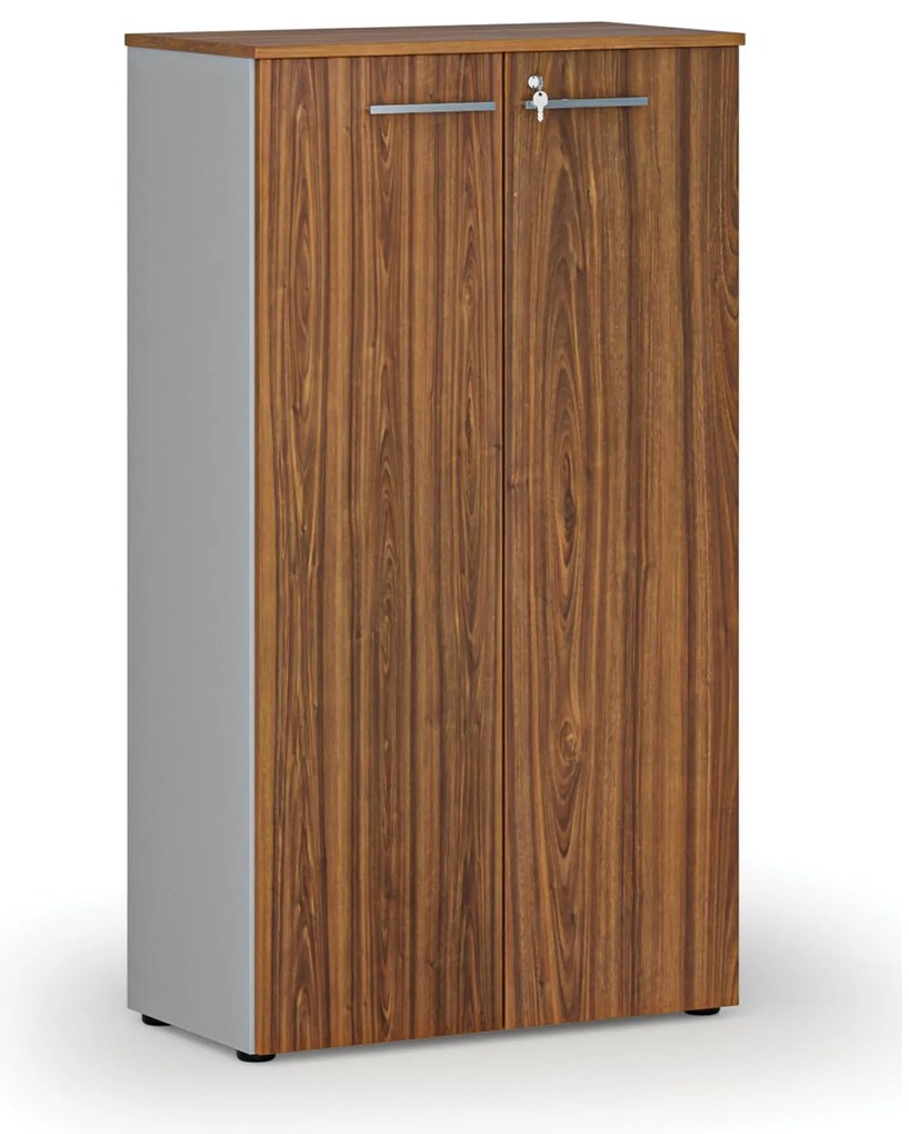 Kancelárska skriňa s dverami PRIMO GRAY, 800 x 420 x 1434 mm, sivá/orech