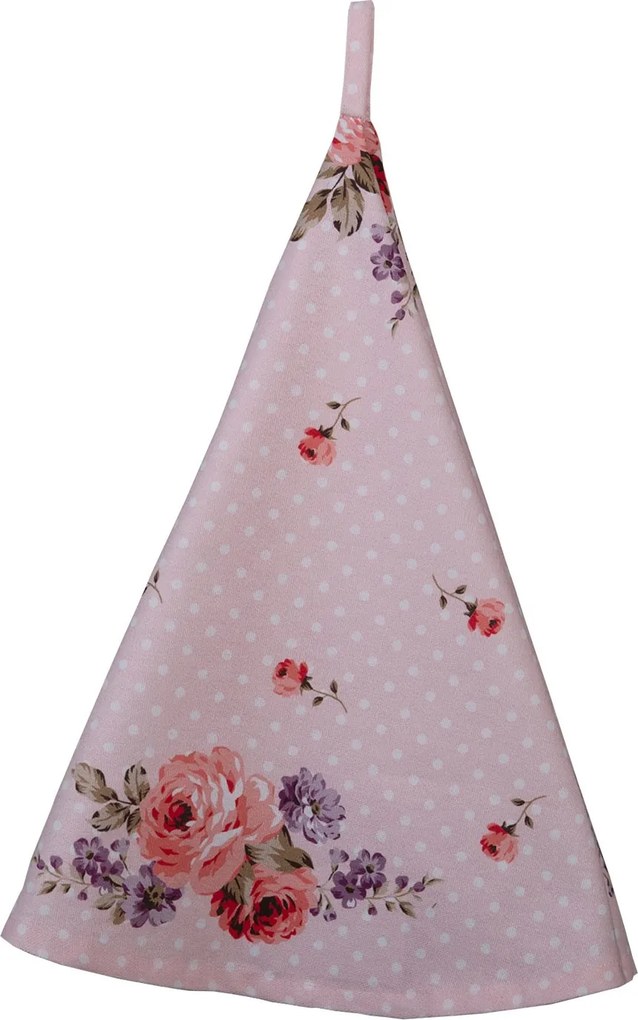 Ružová okrúhla utierka s ružami Dotty Rose - Ø 80 cm