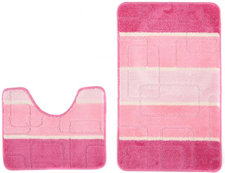 Kúpeľňové predložky Obdĺžniky ružové 2 ks, Velikosti 50x80cm