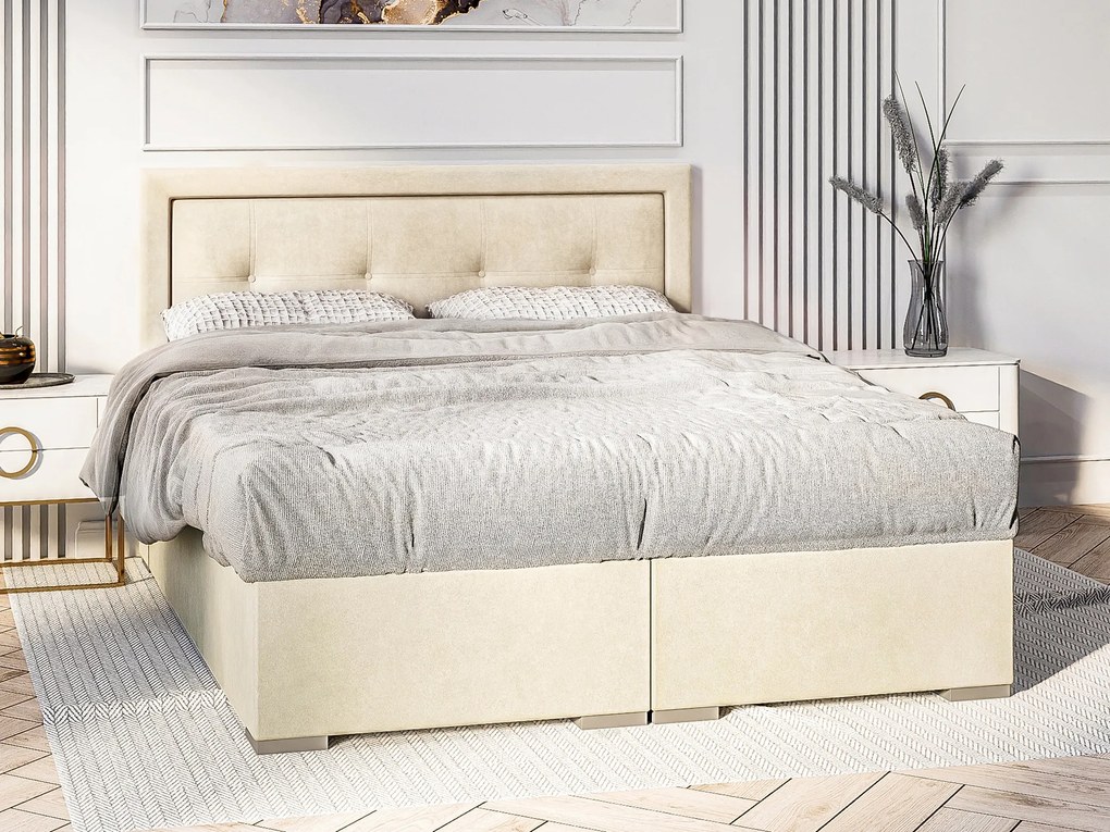 Kontinentálna posteľ 200 cm Veronica (krémová) (s matracom a úl. priestorom). Vlastná spoľahlivá doprava až k Vám domov. 1054520