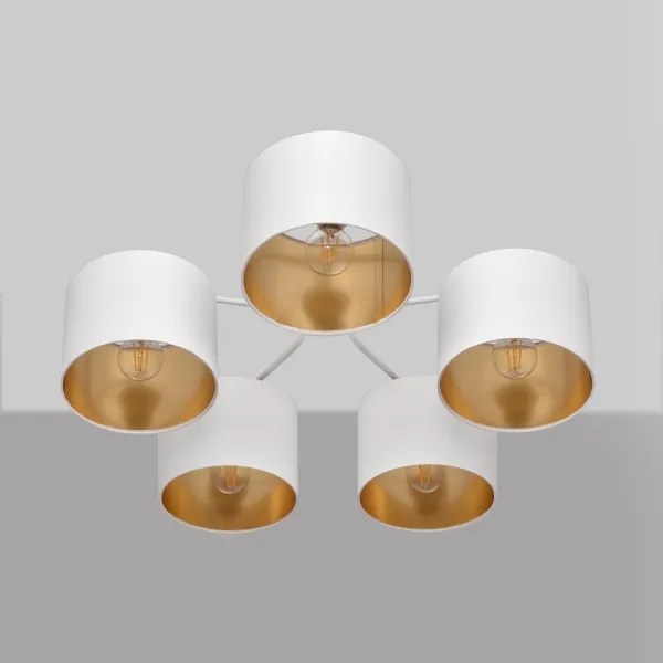 Luster prisadený ALBA 5xE27/15W/230V biela/zlatá