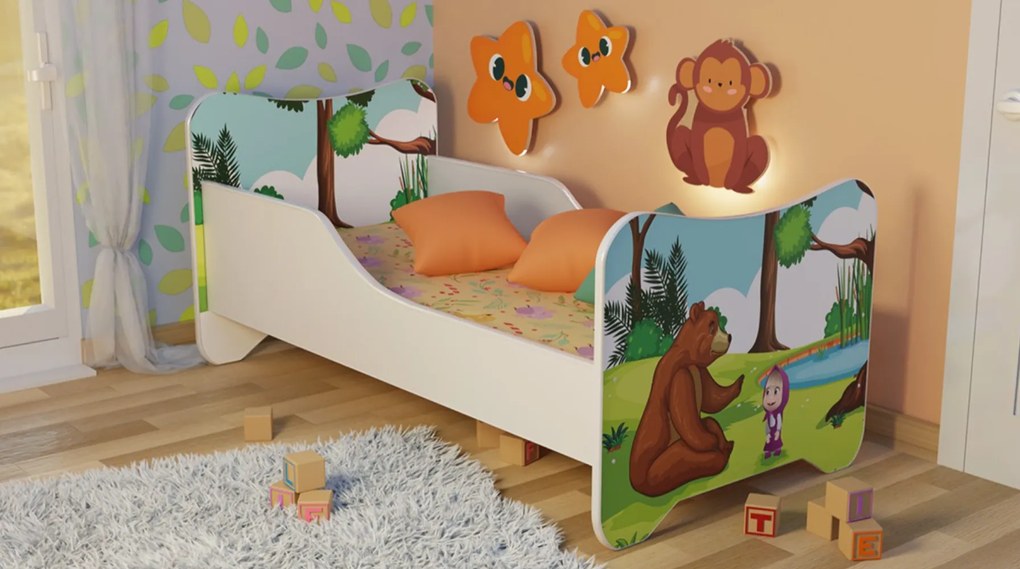 TOP BEDS Detská posteľ Happy Kitty 140x70 Máša a medveď