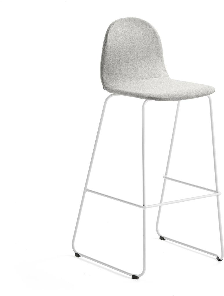 Barová stolička Gander, s klzákmi, výška sedu 790 mm, čalúnená, béžová
