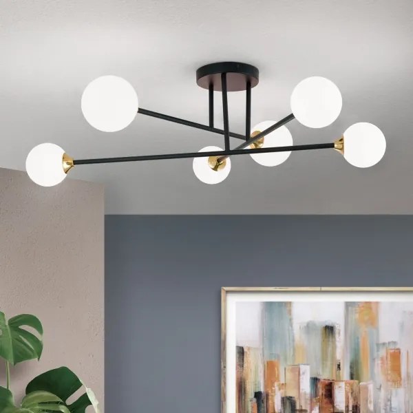 Orion DL 7-786/6 - Prisadený luster SNOWWHITE 6xG9/20W/230V pr. 84 cm čierna/zlatá