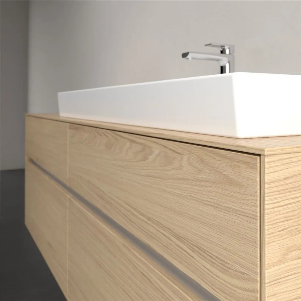 VILLEROY &amp; BOCH Collaro závesná skrinka pod umývadlo na dosku (umývadlo vpravo), 4 zásuvky, s LED osvetlením, 1600 x 500 x 548 mm, Nordic Oak, C030B0VJ