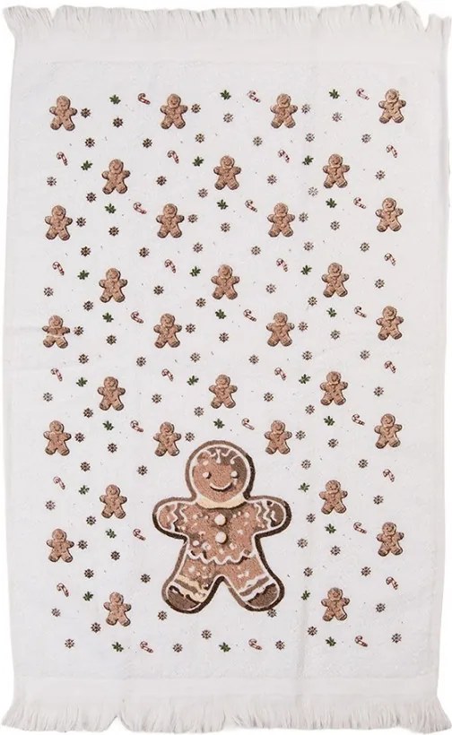 Biely froté kuchynský uterák s perníčkom Gingerbread Magic - 40*66 cm