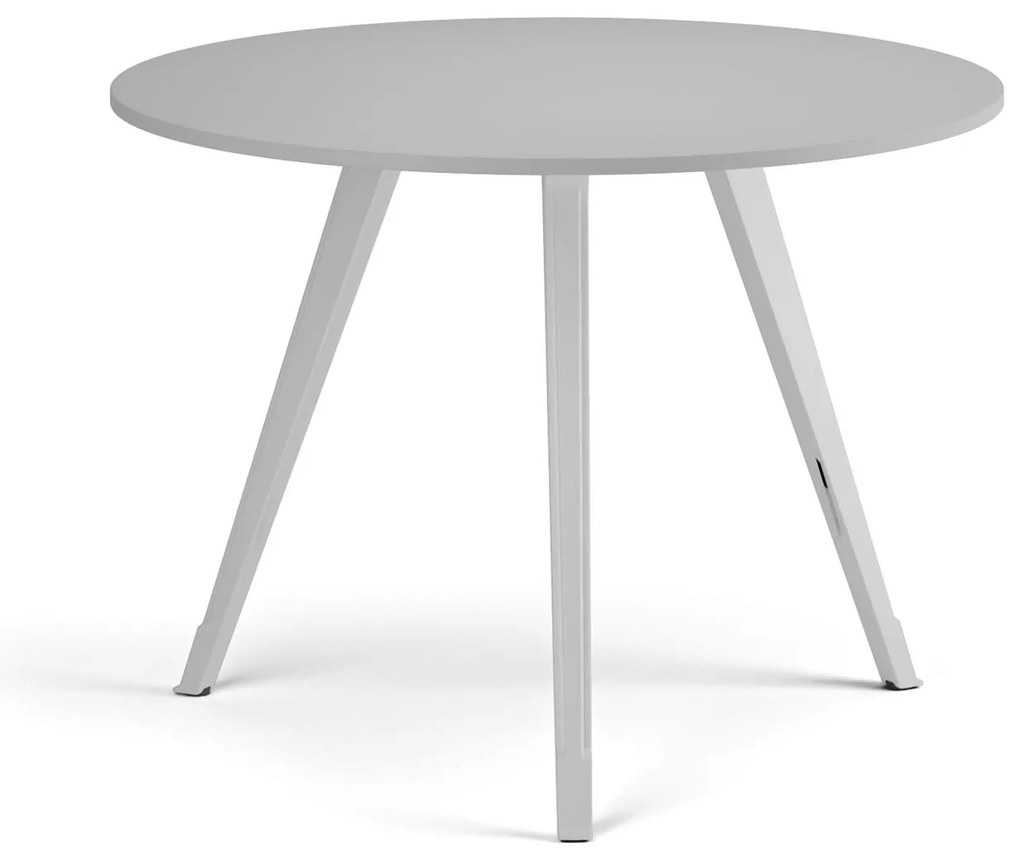 Konferenčný stôl PRIMO ZEN, priemer 100 cm, biela podnož, sivá