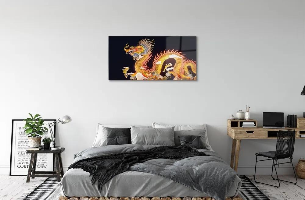 Sklenený obraz Golden Japanese Dragon 120x60 cm