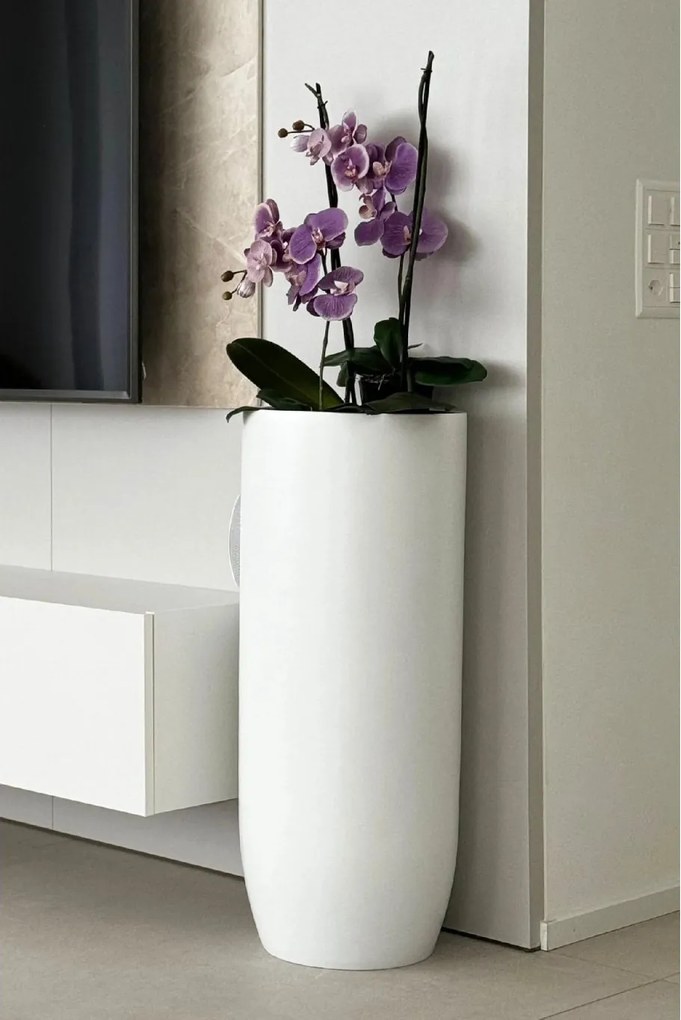 Kvetináč SOLERIO, výška 80 cm, sklolaminát, biely