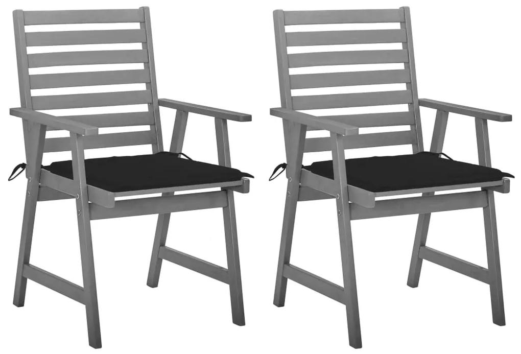 Vonkajšie jedálenské stoličky s vankúšmi 2 ks akáciový masív 3064408
