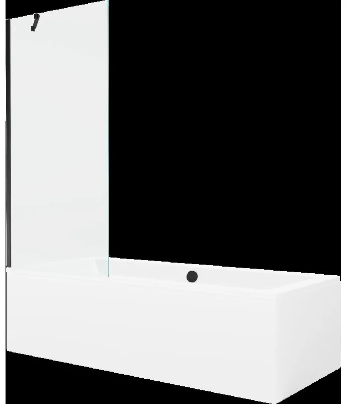 Mexen Cube obdĺžniková vaňa 180 x 80 cm s obkladom a 1-krídlovou sprchovou zástenou 80 cm, Transparentné, Čierna - 550518080X950