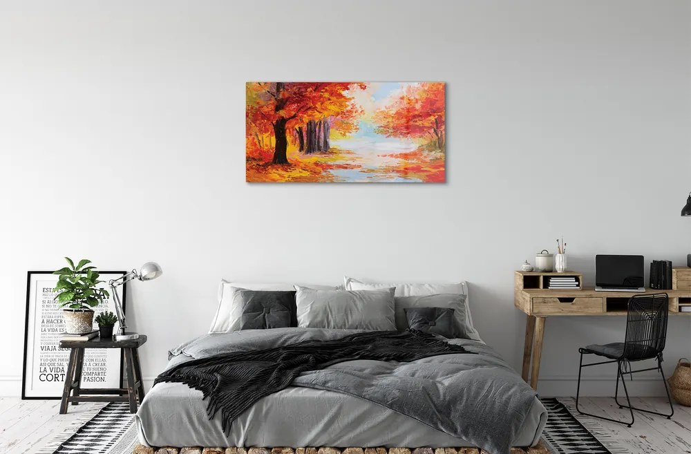 Obraz na skle Jesenné lístie stromu 100x50 cm
