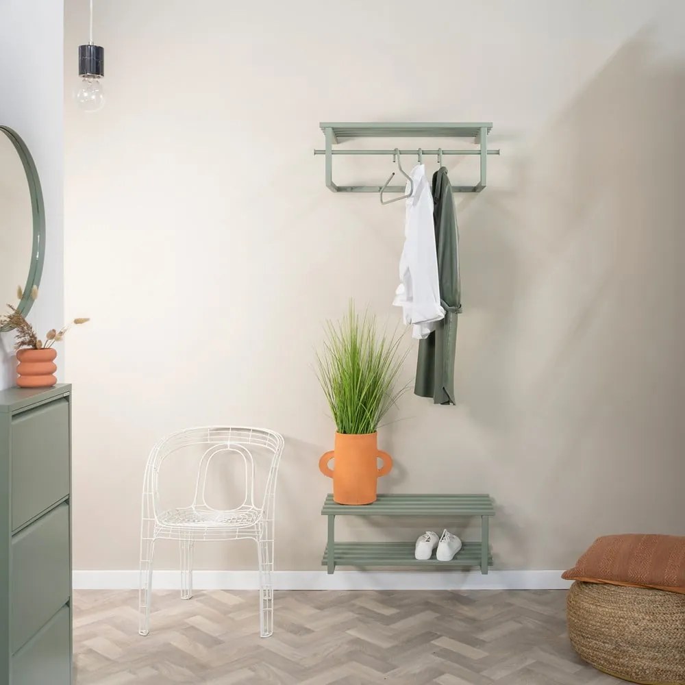 Sivozelený kovový nástenný vešiak s poličkou 76 cm Marco – Spinder Design