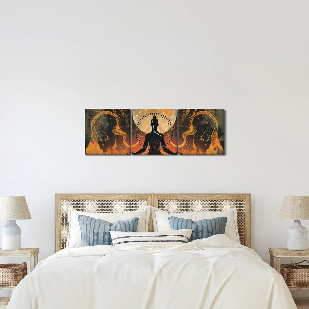 Obraz - Meditácia (s hodinami) (90x30 cm)