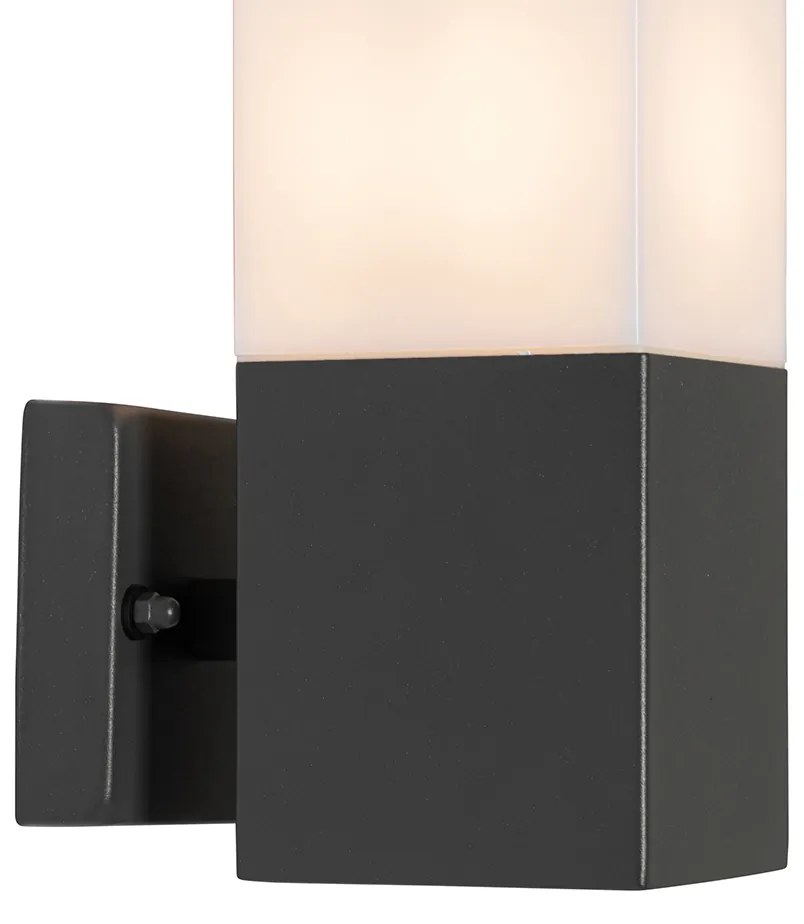 Moderná vonkajšia nástenná lampa tmavosivá s opálom - Malios