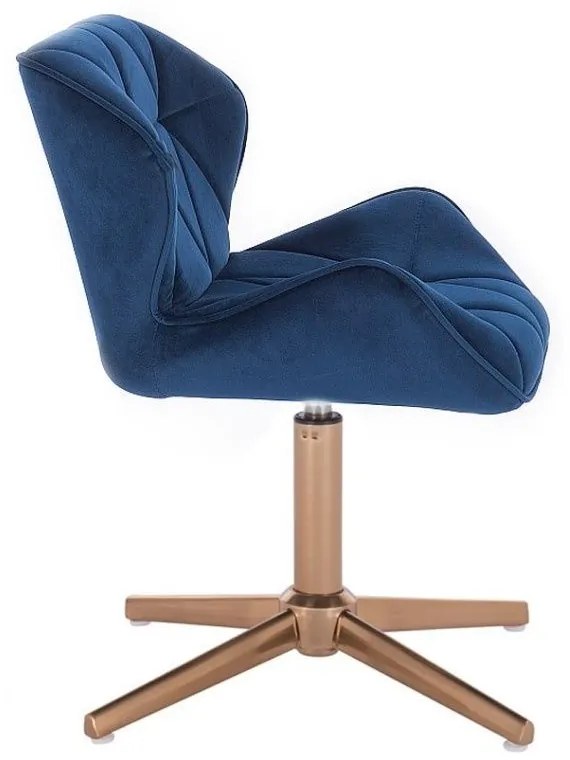 LuxuryForm DESIGN Stolička MILANO VELUR na zlatom kríži - modrá