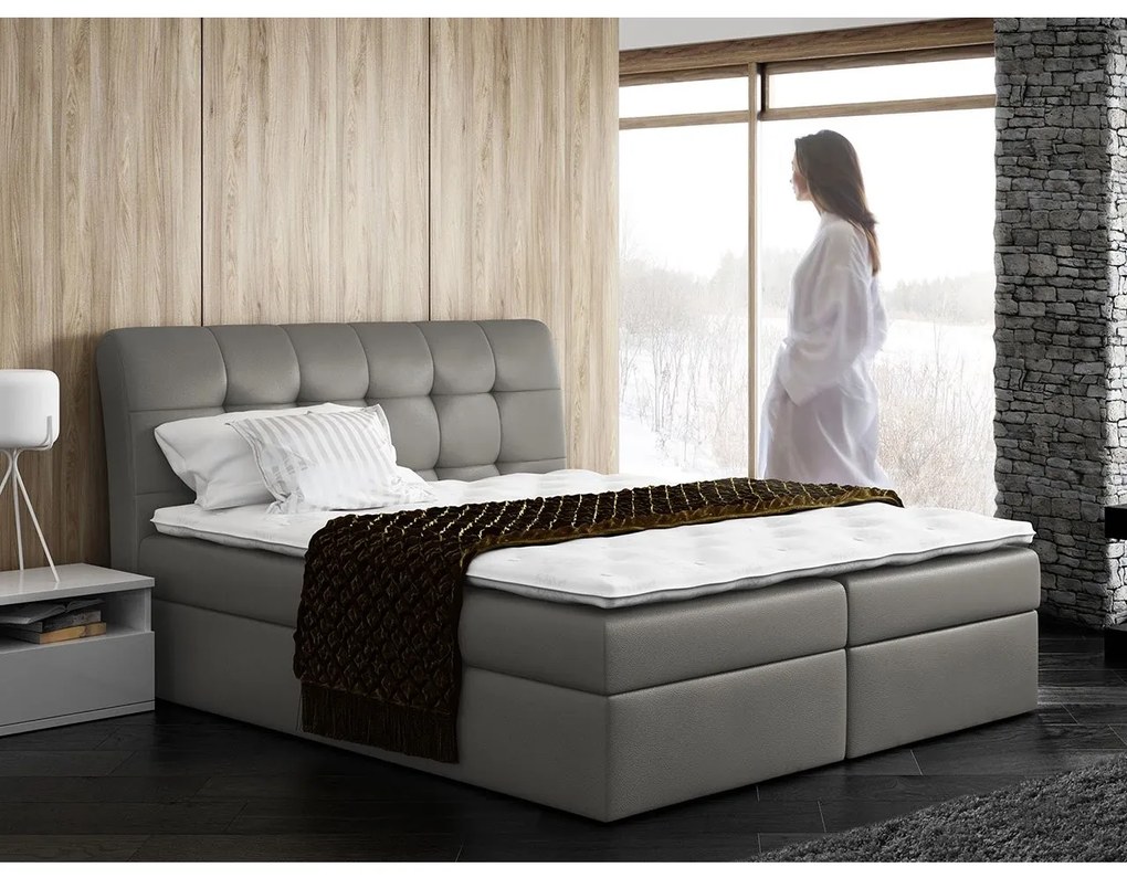 Kontinentálna posteľ Limbo, Rozmer postele: 140x200, Dostupné poťahy: ekokoža Soft 011 (čierna)