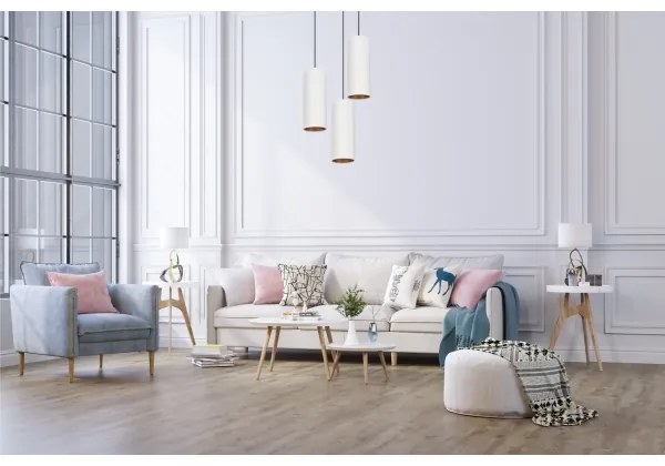 Luster na lanku AVALO 3xE27/60W/230V pr. 35 cm biela/medená