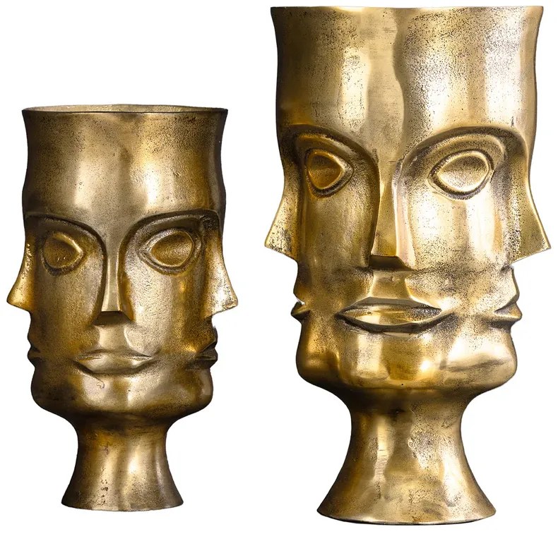 Set dvoch vázičiek FACE v mosadznom prevedení