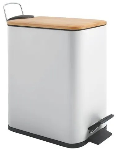 Spirella pedálový odpadkový kôš ERIK biela oceľ bambusové veko 5 L 10.22581
