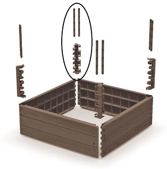 Prosperplast Vyvýšený záhon 75,6x75,6x25cm Base woody rustikálny tehlový