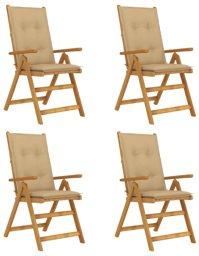 Záhradné sklápacie stoličky 4 ks s podložkami akáciový masív 3065365