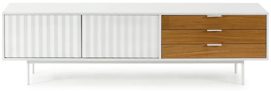 TV stolík v dekore duba v bielo-prírodnej farbe 180x52 cm Sierra – Teulat