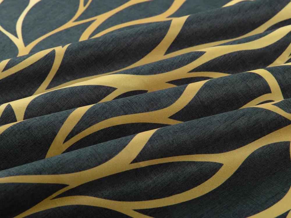 Biante Zamatový záves Tamara TMR-003 Zlaté ornamenty na čiernozelenom 145x170 cm