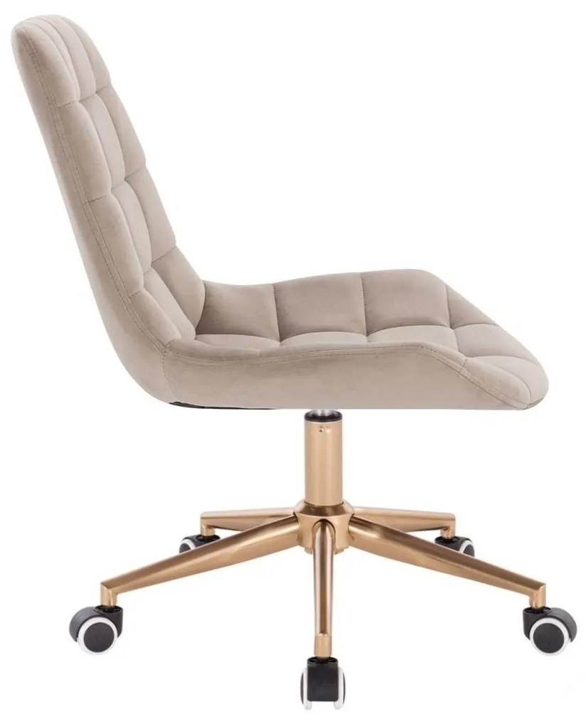 LuxuryForm DESIGN Stolička PARIS VELUR na zlatej podstave s kolieskami - latte