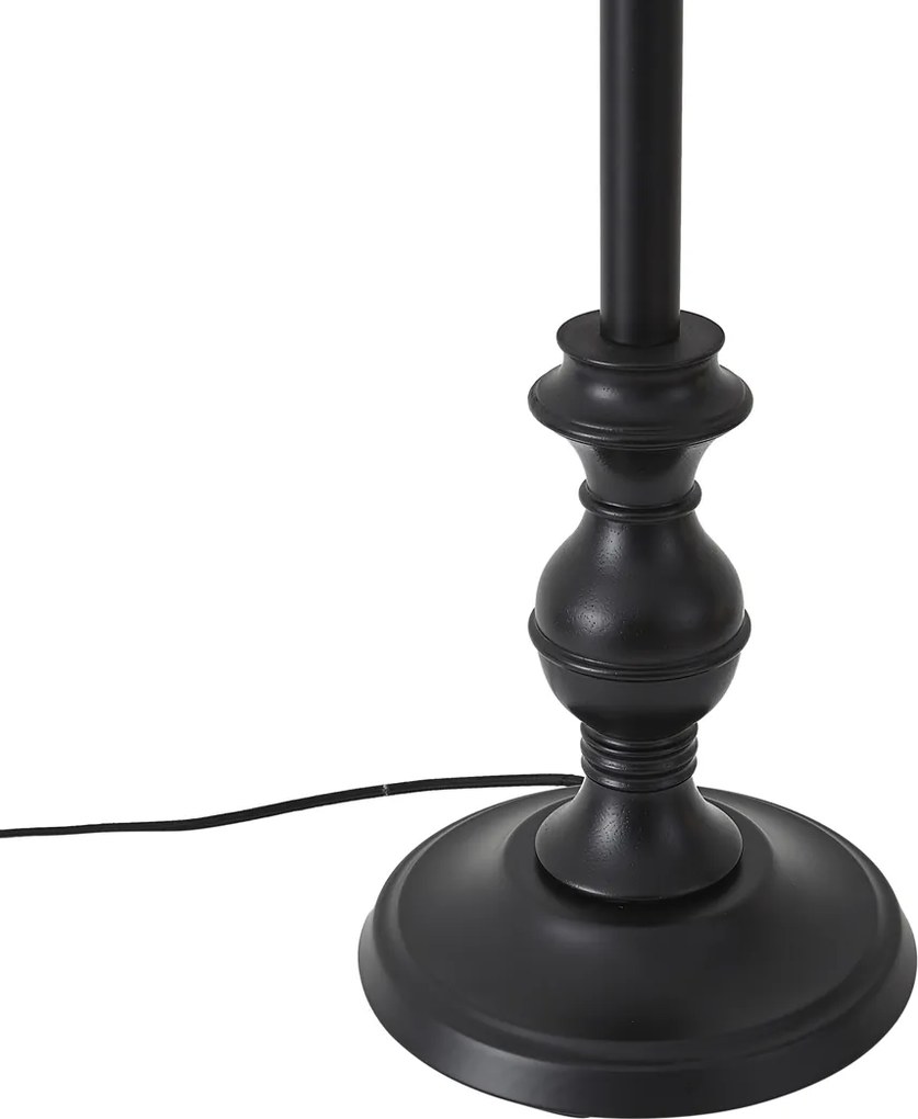 Stojacia lampa čierna s kvetinovým tienidlom a bielym vnútrom 45 cm - Classico