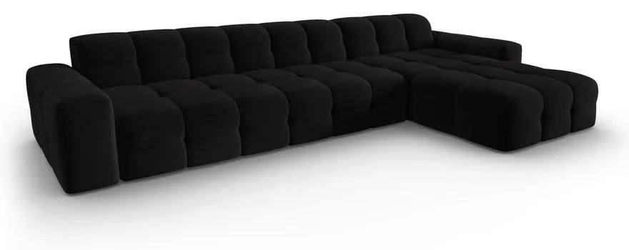 Čierna zamatová rohová pohovka (pravý roh) Kendal - Micadoni Home