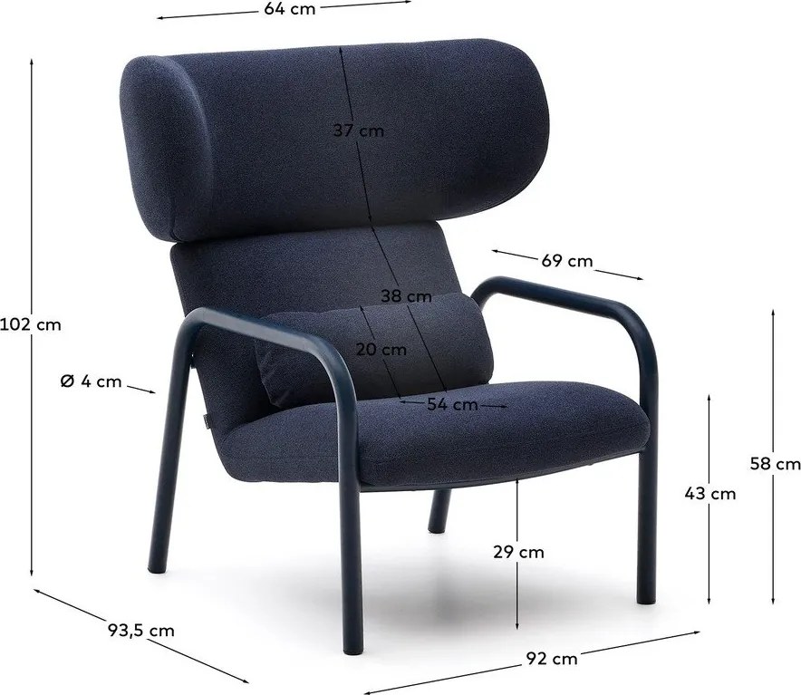 Tmavomodré kreslo Inari – Kave Home