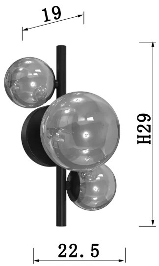 ONLI - Nástenné svietidlo PALOMA 3xG9/10W/230V čierna/dymová