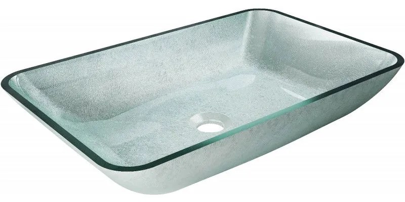 Mexen Megan, sklenené umývadlo na dosku 56 x 36 x 11 cm, strieborná, 24135611