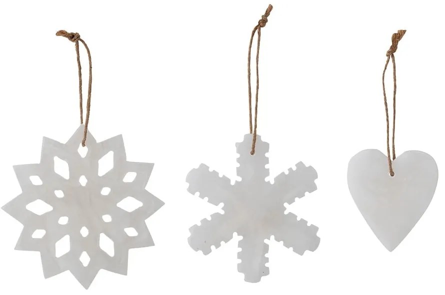 Súprava 3 bielych závesných vianočných ozdôb Bloomingville Otta