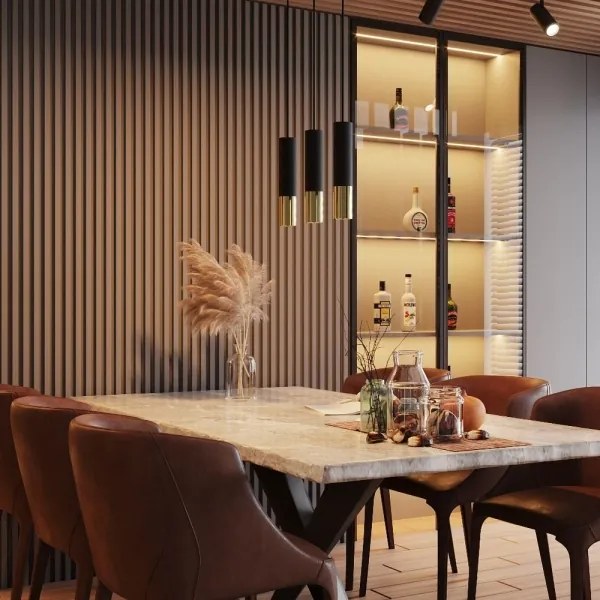 Sollux SL.0954 - Luster na lanku LOOPEZ 3xGU10/10W/230V čierna/zlatá