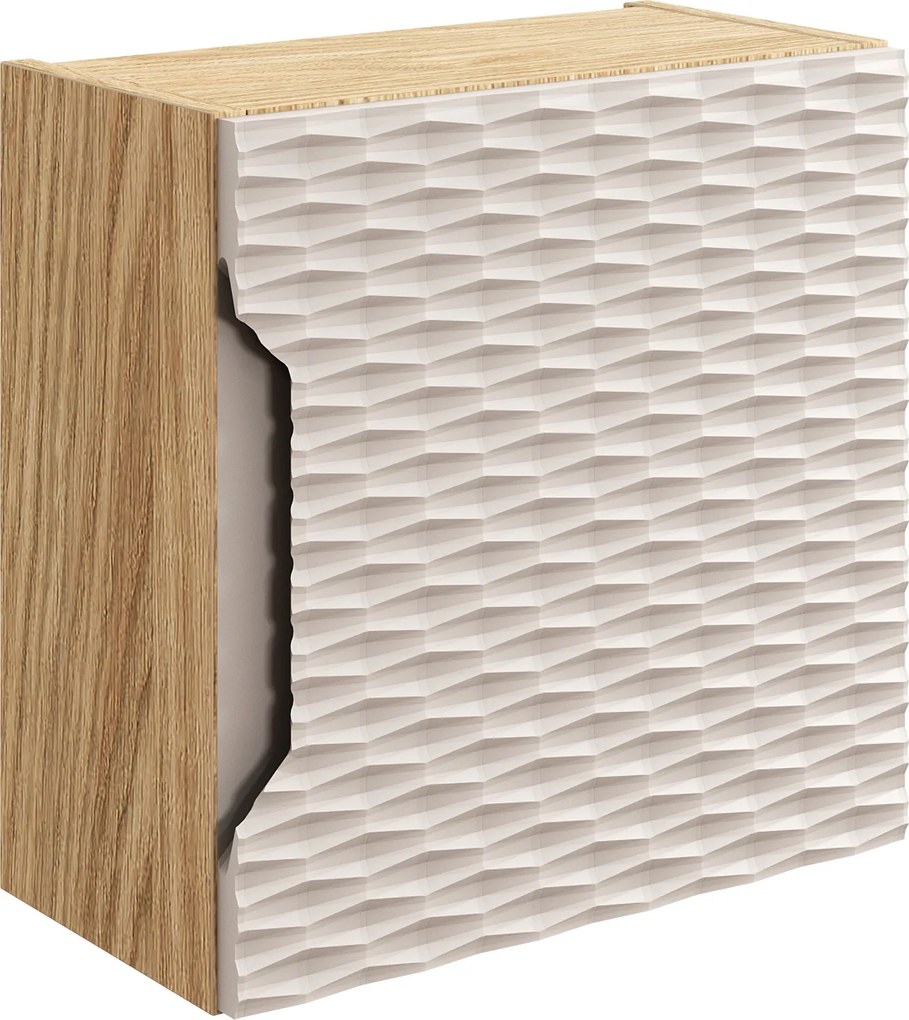 Comad Kúpeľňová skrinka závesná horná Qubik Ocean Beige 35 béžová/dub olejovaný
