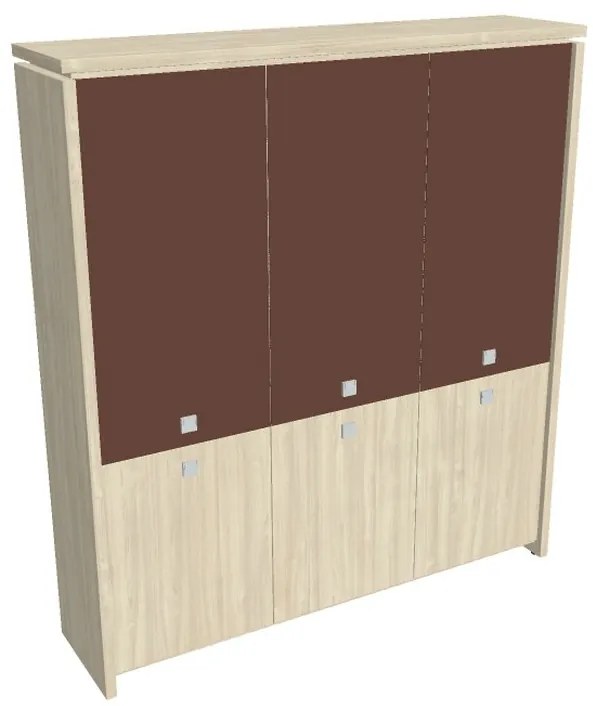 Vysoká skriňa Verno 188 x 46 x 210 cm, kombinované dvere, agát / hnedá