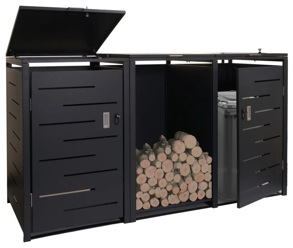Dvojitý prístrešok na smetiaku a drevo E83