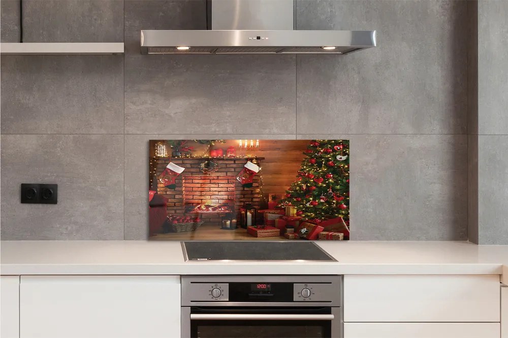 Nástenný panel  Ozdoby na vianočný stromček darčeky ohnisko 120x60 cm