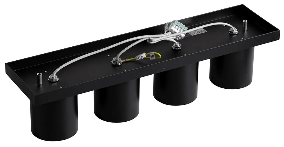 Moderné stropné bodové svietidlo čierne 4-žiarovkové - Tubo