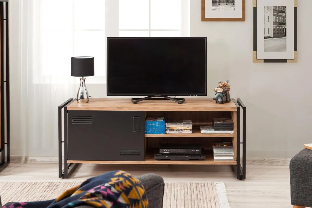 Elegantný TV stolík COSMO 130 cm, MDF, borovicová dýha