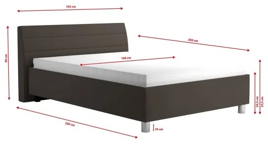 Čalúnená posteľ s úložným priestorom a matracom DALMA 140x200 cm šedá/hnedá
