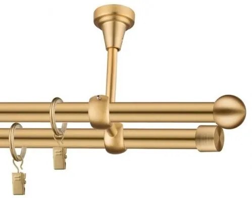 Dekorstudio Stropná dvojradová garniža Guľa zlatá 19mm Dĺžka: 120cm, Typ príslušenstva: Bez príslušenstva