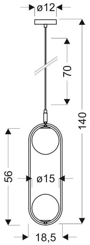 Candellux Mosadzný závesný luster Cordel pre žiarovku 2x G9 32-73464