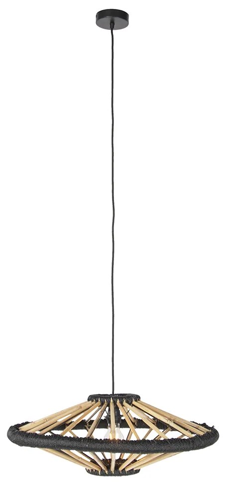 Orientálne závesné svietidlo bambus s čiernou 60 cm - Evalin