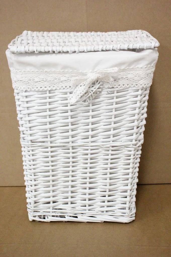Prútený kôš na prádlo - biely (28,5x38,5x23 cm) | BIANO