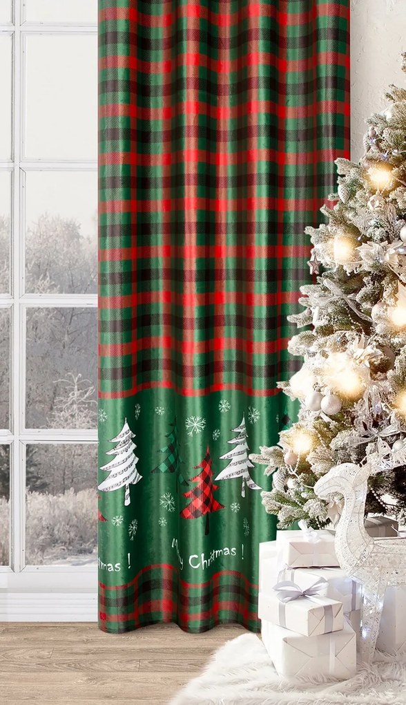 VIANOČNÝ ZATEMŇOVACÍ ZÁVES NA KRÚŽKOCH FELIKS 140X250 CM VZOROVANÁ