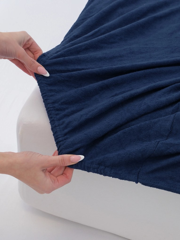Froté plachta do postieľky 60 × 120 cm - tmavo modrá